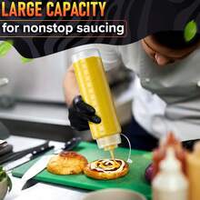 2pcs Condiment Squeeze Bottles, Tomato Sauce/Salad Dressing Dispenser Bottles, Plastic Squeeze Bottles For Kitchen Condiments - White - View 4