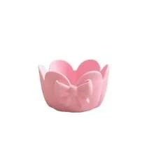 1pc Cream-Color Heart-Shaped Bow Storage Basket, Suitable For Storing Keys And Cosmetics At Entryway - A - View 5