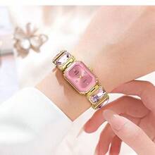 1件全新奢华镶钻女士腕表，优雅方形表盘，石英机芯，适合日常、休闲、度假、派对等场合，亦可作为礼物。 - 彩色 - 查看 3