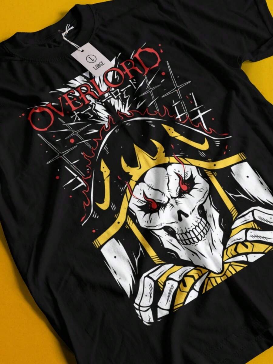 Overlord T-Shirt Ainz Ooal Gown Shirt Albedo Shalltear Bloodfallen Tshirt Anime - 黑色 - 查看 1