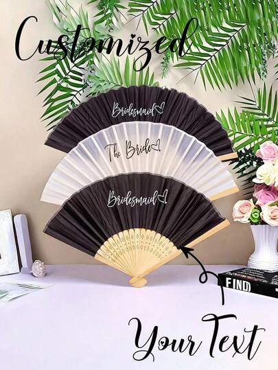 Quạt xếp màu trắng khắc chữ theo yêu cầu, quạt chữ cái tùy chỉnh, quạt cưới cá nhân hóa, quà tặng đính hôn, quà tặng cô dâu, quà tặng tiệc, quà tặng phù rể, quà tặng đám cưới, quà sinh nhật, quà tặng lễ rửa tội, quà tặng lễ rước lễ lần đầu