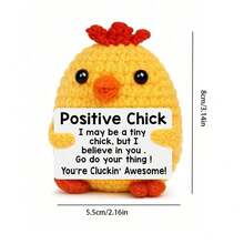 1pc Mini Crochet Chick, Positive Mood Easter Decoration, Includes Inspiring Encouragement Card, Suitable For Coworkers And Friends, Fun Gift For Women And Men Christmas Party - Multicolor - View 2