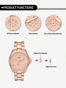 1 chiếc đồng hồ Fossil nữ, máy quartz, mặt số kim, vỏ thép không gỉ, mặt kính khoáng chống trầy xước, thích hợp đeo hàng ngày và làm quà tặng, Model: AM4511 - Hồng - Xem 6