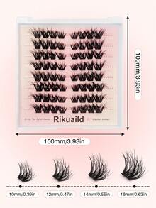 Rikuaild 64片D型卷翘猫眼假睫毛，打造自然湿润妆效，适合派对和日常妆容，簇状假睫毛，单根假睫毛，睫毛嫁接 - D - 查看 6