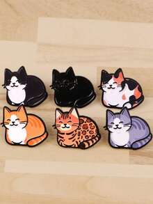 Enamel Cat Shaped Badge, Cute Cartoon Brooch - Adorable Lapel Pin, Suitable For Backpack And Clothing Decoration - Multicolor - View 1