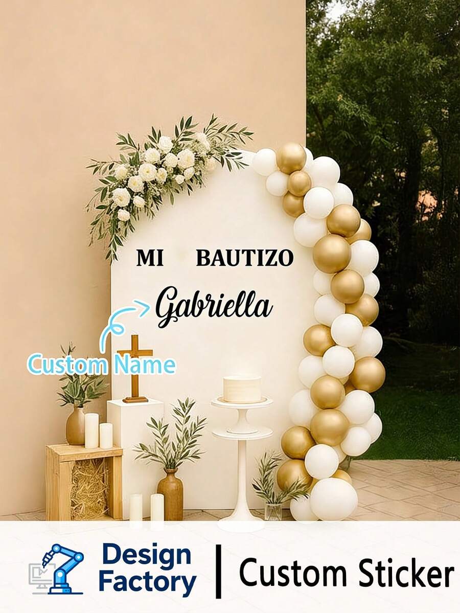 1pc Personalized "My Baptism" Sticker, Customizable Name Baptism Welcome Sign Decor Sticker, Removable Waterproof Vinyl Sticker Suitable For Baby Baptism And Christening Ceremony