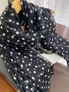 1 chiếc khăn mỏng in chấm bi kiểu mới cho mùa xuân và mùa thu, khăn choàng chống nắng mềm mại và thoáng khí dành cho nữ, khăn đi biển, khăn dài. - Nhiều màu - Xem 3