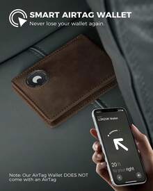 LORZOR AirTag Leather Wallet For Men, Bifold Full Grain Leather Minimalist Front Pocket RFID Blocking AirTag Mens Wallet With ID Window, Gift For Men, Up To 12 Cards - Saddle Brown - View 7