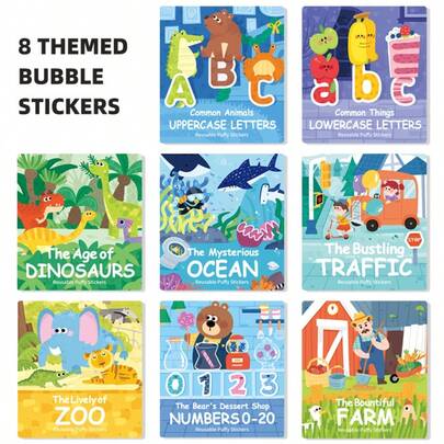 Large Scene Animal Bubble Sticker Book, Children's Sticker Art, Preschool Early Education Enlightenment Cognitive Fruit Recognition Toys For 2-3-6 Years Old, Magnetic Early Education Puzzle Toys