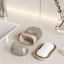 Portable Travel Soap Dish With Sealed Drain And Leak-Proof Lid - Cinza transparente - Xem 2