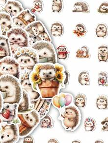 50pcs Hedgehog Cute And Creative Cartoon Stickers DIY Guitar Luggage Refrigerator Water Cup Planner Supplies Decorative Laptop Personalization Stickers - Multicolor - View 4