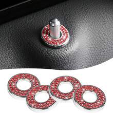 4pcs Shiny Car Door Lock Cover, Rhinestone Pull Rod Bolt Decorative Sticker, Shiny Car Accessories For Women, Compatible With A/B/C/D/E Class Door & Window Lock Modification - Menti - View 3
