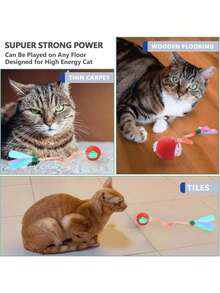 1pc Random Color Indoor Cat Interactive Toy, Automatic Cat/Kitten Toy, Suitable For Bored Indoor Adult Cats, Motion Activated USB Rechargeable Automatic Rotating Interactive Rolling Ball Cat Toy, Suitable For All Cat Breeds And Sizes - 彩色 - 查看 3
