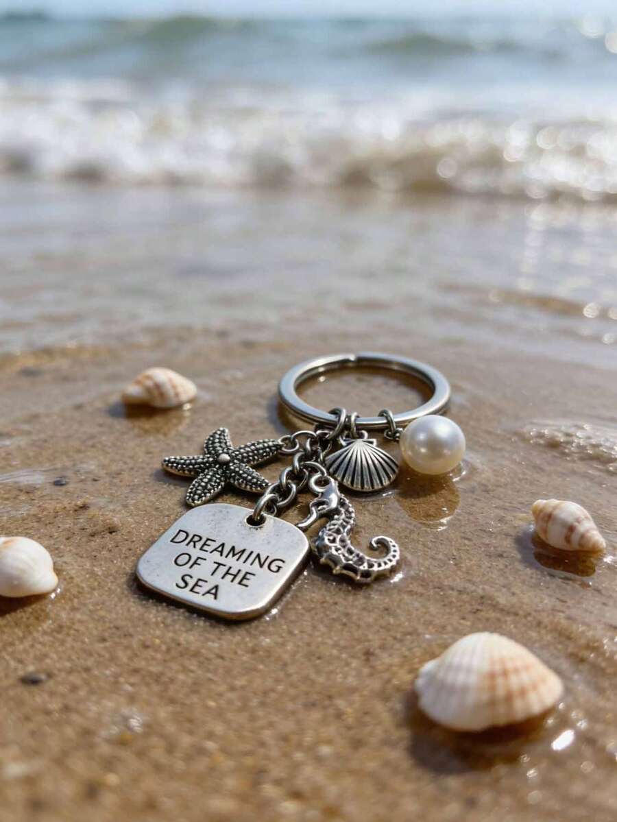 Creative New European And American Style Ocean Gift Ins Shell Starfish Keychain Key Chain Pendant Bag Charm Jewelry Accessories Charms For Bag Teacher Gifts Accessories - Silver - View 1