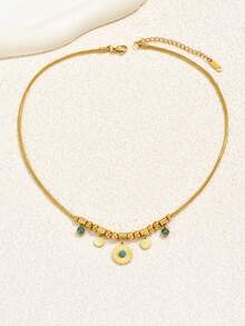 LIEBEIRIS 1pc Creative Geometric Stainless Steel Bead Pendant Necklace For Women, Suitable For Daily Outfit Matching And Gift Giving - Multicolor - View 4