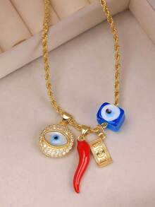 1pc Blue Evil Eye Pendant Necklace, Handmade Turkish Nazar Amulet, Lucky Gift For Women - Fashion Necklace - View 5