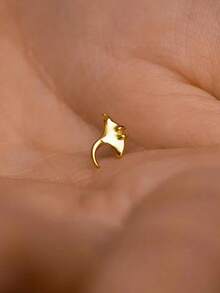 1 chiếc khuyên tai sụn hình động vật dễ thương bằng bạc sterling 925, kiểu dáng phẳng, quà tặng trang sức cho phụ nữ. - Vàng - Xem 7