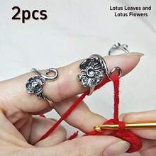 2pcs Adjustable Crochet Tension Ring Set, Vintage Pattern Zinc Alloy Knitting Tool Set, Multiple Floral Patterns Available, Suitable For Beginners And Professionals - 2 Packs - View 10