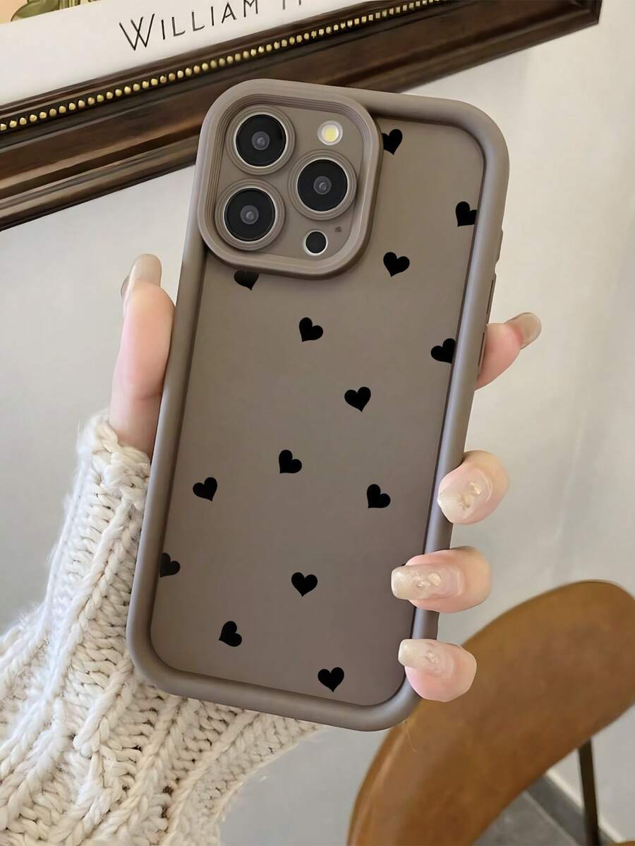 1个棕色心形极简全包覆TPU防震手机壳，兼容 16、15、14、13、12、11 Pro Max - 彩色 - 查看 1