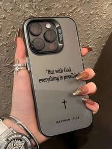 1pc Bible Verse Graphic Phone Case, Shock-Proof Protective Cover, Suitable For IPhone 16 Pro Max/15/14 Plus/13/12/11 - Multicolor - View 1