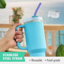 3/5/8 Stücke wiederverwendbare Regenbogen-Strohhalme passend für 40oz Becher, inklusive Reinigungsbürste, 304 Edelstahl extra lang geeignet für hohe Becher, verwendbar für Milchshakes/Eiskaffee/Eisgetränke, langanhaltend Becherzubehör, Partyartikel - Übersicht 2