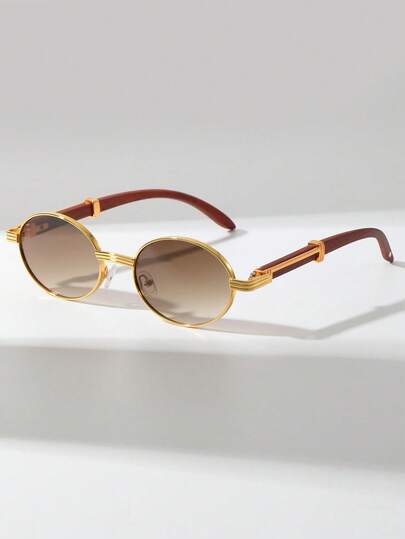 1 par de gafas ovaladas de metal con montura pequeña y estilo retro para mujer, personalizadas con estilo callejero, gafas de moda de calidad para regalo de vacaciones en la playa