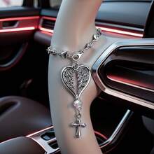 1 pieza Cadena de corbata de cristal brillante, decoración elegante para el volante del coche, accesorio refinado para el interior del coche de las mujeres - A - Ver 12