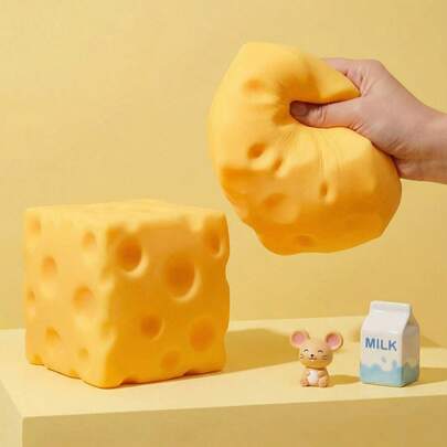 Squeeze Cheese - Extra Large Soft Squeezable Cheese Block | Gag Gift, Adult Novelty Toy | Giant Stress Ball | Adult Sensory Stress Relief Toy