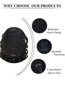 24英寸波浪马尾辫，弹性抽绳方便面卷蓬松合成抽绳网袋马尾辫卷发 - 彩色 - 查看 6