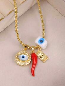 1pc Blue Evil Eye Pendant Necklace, Handmade Turkish Nazar Amulet, Lucky Gift For Women - Fashion Necklace - View 3