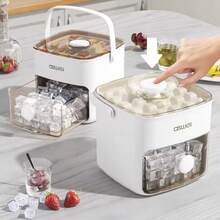 NEW 48-Cube Ice Maker With Easy Press Cap Double Layer Ice Cube Maker Refrigerator - White - View 4