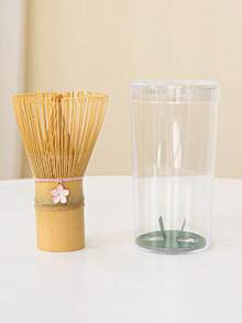 1/2pcs Set Natural Matcha Whisk And Ceramic Storage Jar, Japanese Bamboo Matcha Brush, Tea Powder Container, Matcha Bowl Tea Ceremony Utensils - Multicolor - View 9