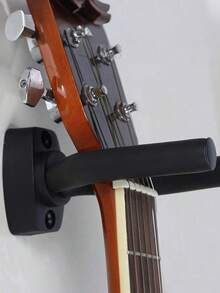1 Pc Guitar Wall Mount With Adjustable Hooks, Universal Design, Suitable For Guitar, Ukulele, Bass, Erhu And Other Instruments. - Black - View 2