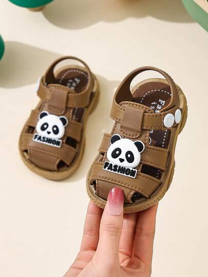 2026 New Cute Panda Design PVC Children's Sandals, Soft Bottom Lightweight Shock-Absorbing Breathable Beach Shoes, Boys & Girls Daily Casual Outdoor Sandals, Flat Toddler Walking Shoes