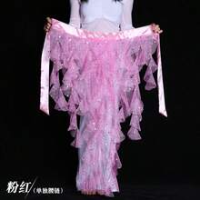 女士连体肚皮舞臀巾腰带裙，带系带流苏下摆波浪裙 - 彩色 - 查看 2
