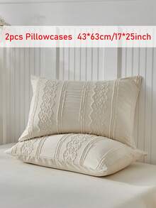 2pcs Boho Style Khaki Cutout Tufted Pillowcases, Vintage Farmhouse Polyester Decorative Throw Pillow Covers, Suitable For All Seasons, Machine Washable, Inserts Not Included - Khaki - View 6