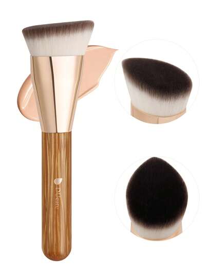 DUcare Natural Coconut Wood Foundation Brush: Evenly Picks Up Foundation For A Flawless, Streak-Free Application, Creating A Light, Natural, Bare-Skin Look, Vegan And Cruelty-Free Professional Foundation Brush With Synthetic Fibers In A Flat Kabuki Style, Suitable For Both Liquid And Cream Foundations To Achieve A Seamless, Flawless, Full-Coverage Finish.