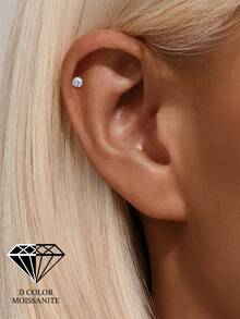 Moissanit Ohrstecker für Frauen und Männer 0,03-0,3CT S925 Sterlingsilber hypoallergene Ohrringe Hochzeitsschmuck für Frauen und Männer D Farbe VVS1 Klarheit - Silber - Übersicht 4