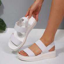 Women's Comfortable Platform Wedge Sandals – Lightweight Slingback Slip On Walking Summer Casual Shoes - White - View 7