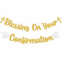 First Communion Banner - Baby Baptism Decoration, First Communion Colorful Flag Banner, Religious Baptism Party Decorations With Golden Sequins - View 16