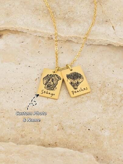 1 chiếc dây chuyền ảnh hình chữ nhật khắc tùy chỉnh với 1-2 ảnh chân dung và tên - Dây chuyền nữ bằng thép không gỉ khắc chân dung tùy chỉnh - Dây chuyền ảnh kỷ niệm tối giản - Quà tặng kỷ niệm thú cưng - Quà tặng cho mẹ - Quà tặng cá nhân hóa - Quà tặng cho bạn gái - Dây chuyền tối giản - Quà sinh nhật - Quà kỷ niệm - Dây chuyền ảnh hình chữ nhật khắc tùy chỉnh - Quà Giáng sinh gia đình cá nhân hóa