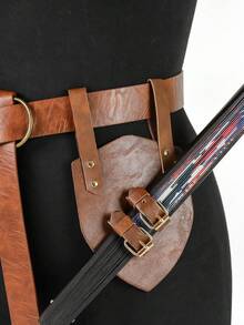 1 Bao da đeo quạt kiểu cổ điển - Bao da giả da có thể điều chỉnh, giá đỡ quạt bền chắc, món quà hoàn hảo cho những người yêu thích thời Trung cổ, người hóa trang và những người đam mê thời trang phù thủy. - màu nâu - Xem 3