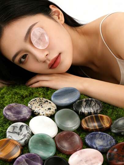 QYDCX 2 chiếc máy mát xa mắt bằng đá - Dành cho cả nam và nữ, nhỏ gọn, tiện dụng tại nhà, văn phòng, du lịch, có chức năng mát xa làm mát, không mùi, phù hợp với mọi loại da.