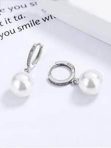 1 Đôi bông tai bạc S925 đính ngọc trai và kim cương, thiết kế thanh lịch, chất lượng cao cấp, mang đậm phong cách Pháp tinh tế và nữ tính, phụ kiện cao cấp, quà tặng ngày Valentine. - ngọc trai - Xem 4