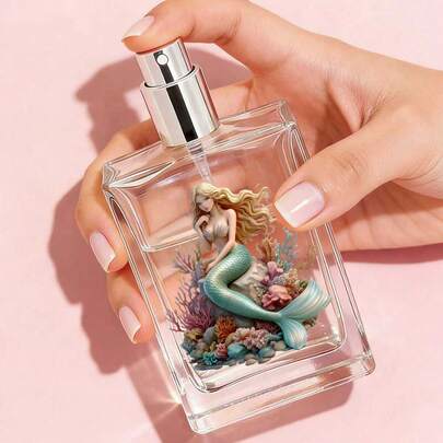 زجاجة عطر زجاجية قابلة لإعادة التعبئة سعة 50 مل، بنقش الحورية والباقة الزهرية، رذاذ سفر صغير، مناسبة كهدية للذكرى السنوية أو عيد الميلاد أو هدية مثالية للأحباء