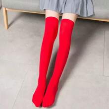 Meia Calça 7/8 Opaca Colorida Acima do Joelho - Diversas Cores - Vermelho - Visão 4