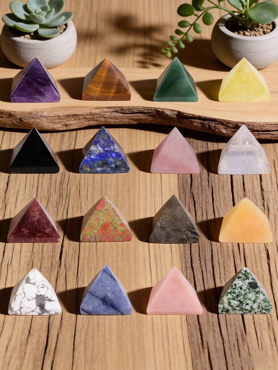 1pc Natural Crystal Pyramid Decor, Home Decoration, Meditation & Healing Crystal Pyramid