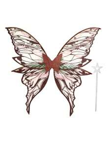 1 件超大金箔四叶蝴蝶翅膀，闪亮透明翅膀，适合成人仙女服装，万圣节女式天使翅膀 - 彩色 - 查看 30