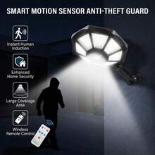 2000mAh Solar Security Light, 168 LED Outdoor Motion Sensor Floodlight With 12-Hour Continuous Illumination, IP65 Waterproof Wall Lamp, High Brightness Wide Coverage For Garden, Yard, Street, Garage, Porch, Driveway, Night Safety Lighting For Homeowners Outdoor Enthusiasts - 太陽能燈 168顆LED燈 - 查看 4