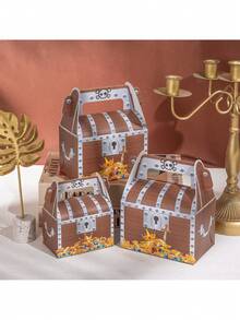 12pcs Pirate'S Treasure Paper Candy Boxes (With Golden Coin Patterns) – Small Gift Boxes For Pirate-Themed Birthdays Parties & Birthday Parties - View 6